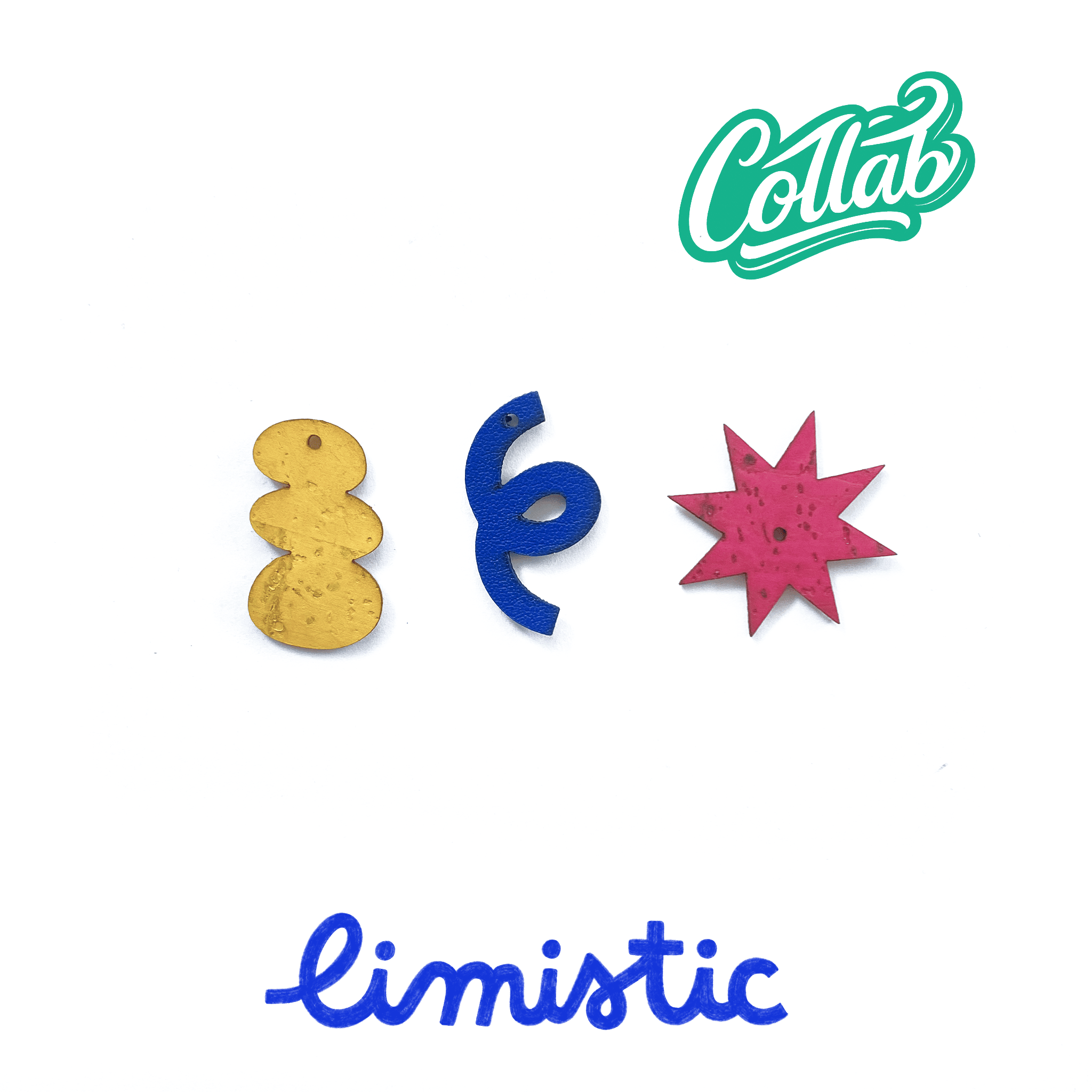 Breloques colorées coffret Star collab Limistic – étoile canard lettre liège boucles d'oreilles dépareillées