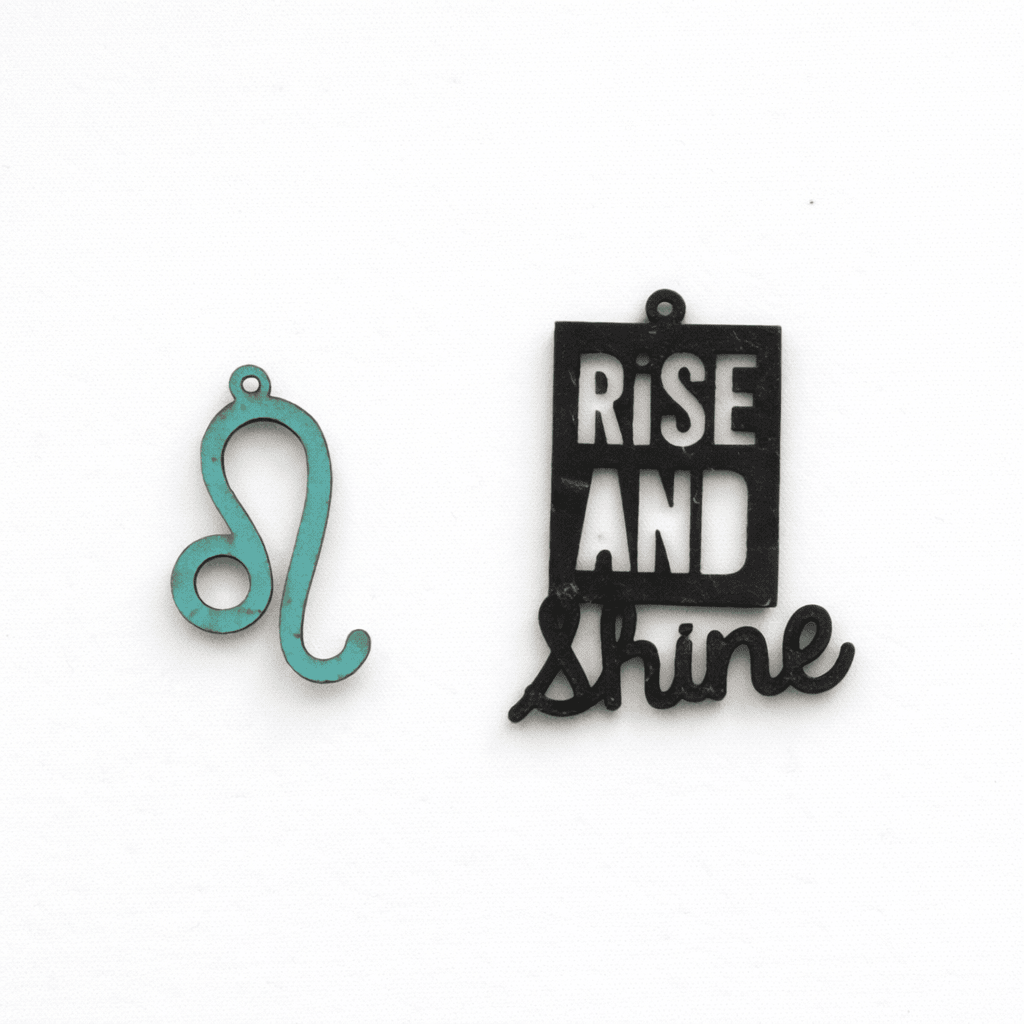 Breloques signe astrologique Lion avec message Rise and shine, pour boucles d’oreilles dépareillées Matcha