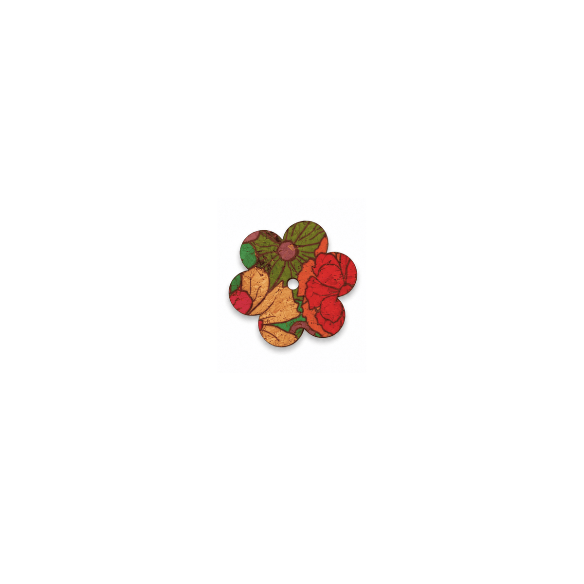 breloque boucles d'oreilles depareilles fleur sauvage motif automne sienna rose rouge et ocre