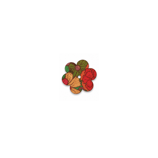 breloque boucles d'oreilles depareilles fleur sauvage motif automne sienna rose rouge et ocre
