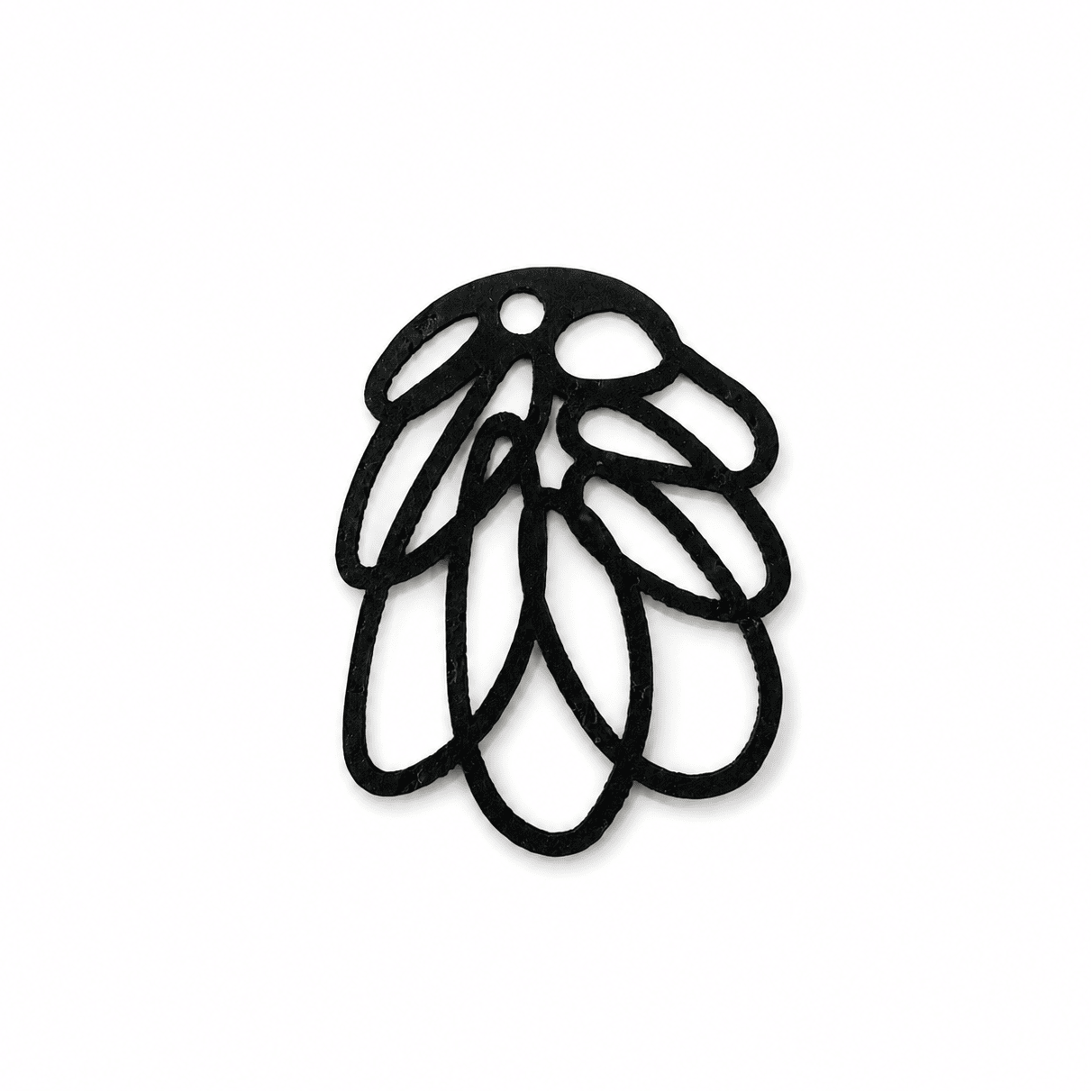 Grande breloque en liège noir graphique pour boucles d'oreilles depareillées style rock