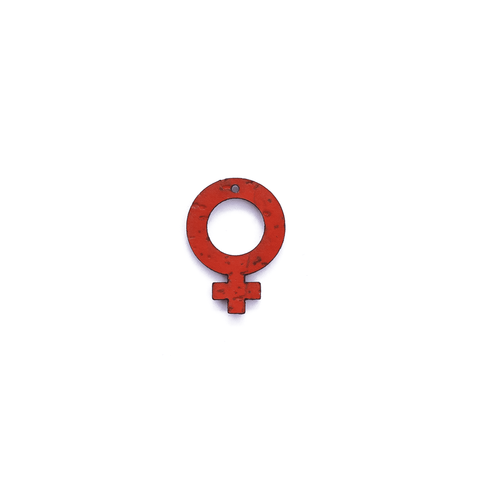 Charm en forme de symbole féminin rouge, breloque engagée en éco-résine fabriquée en France, pour créoles personnalisables Matcha Paris.