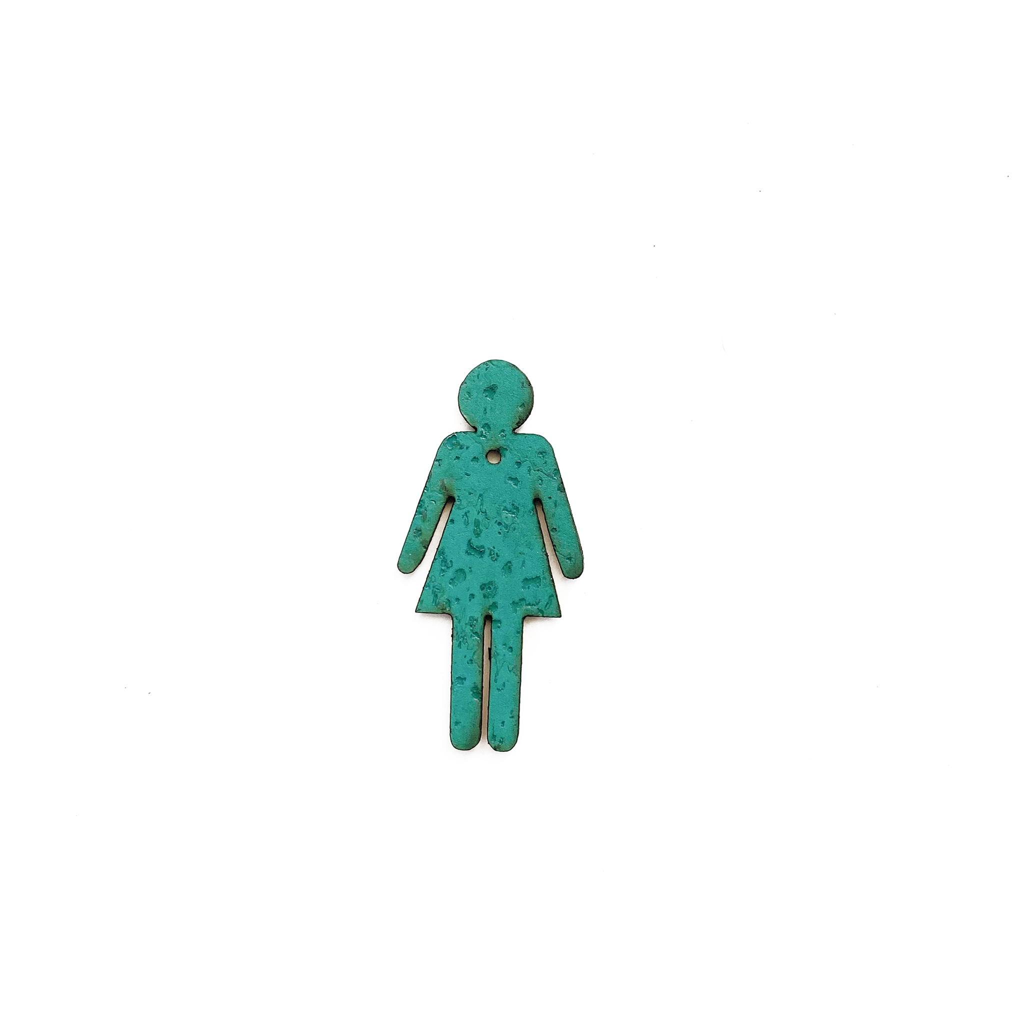 Breloque turquoise symbole femme en liege recycle, pour creoles Matcha Paris – bijou vegan et fierement feministe, made in France.