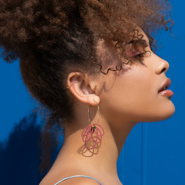 Boucles d’oreilles originales Matcha Paris – hommage artistique en rose