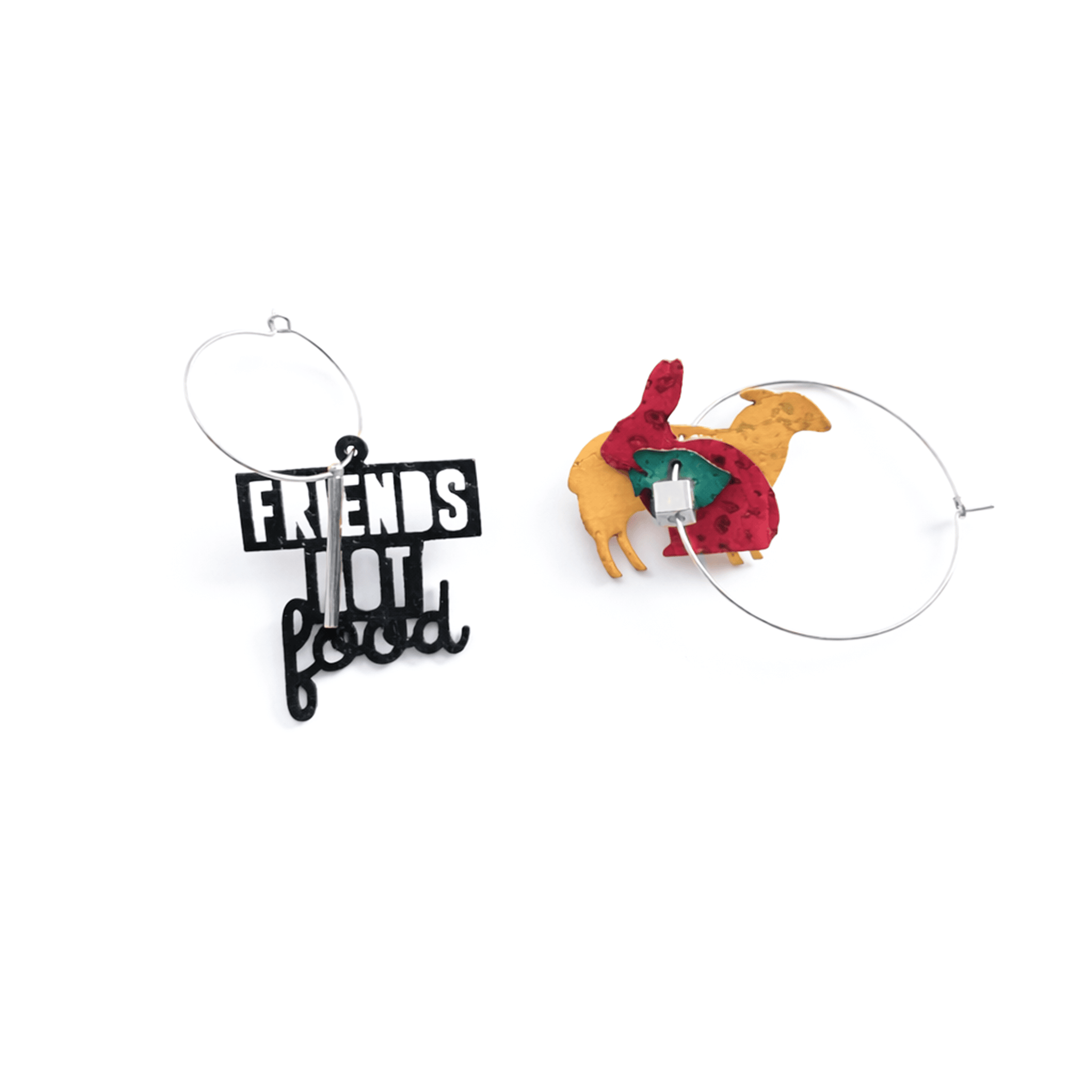 Boucles d'oreilles dépareillées bijoux vegan engagé made in France - cadeau vegan original