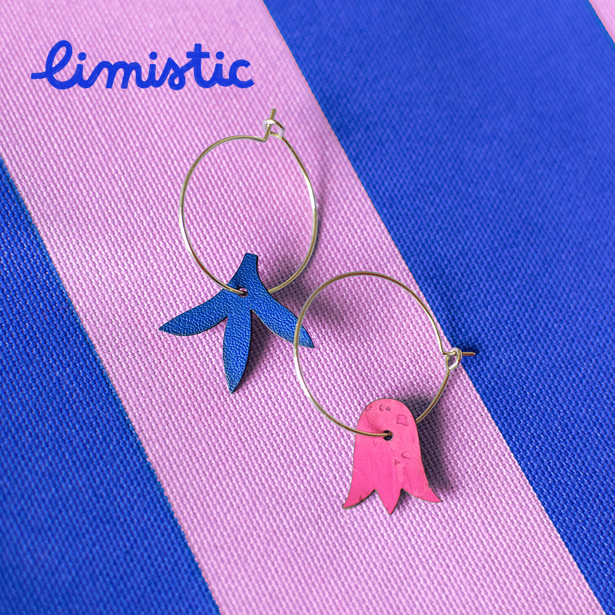Boucles d'oreilles colorées dépareillées édition limitée Minis Matcha x Limistic