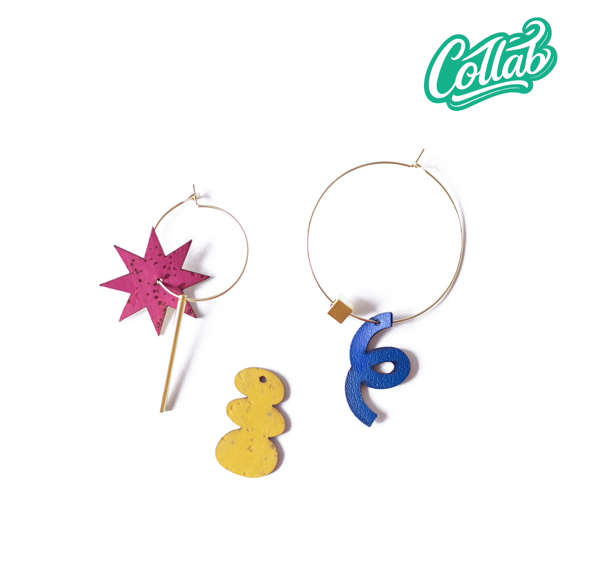 Boucles d'oreilles dépareillées colorées coffret Star Limistic – liège fait main France