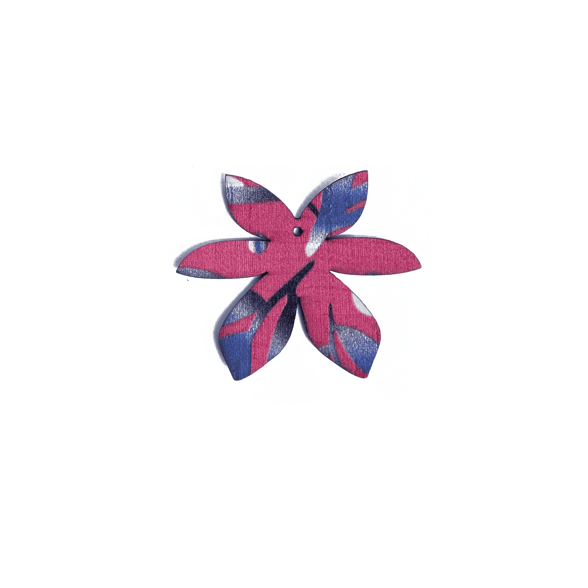 Breloque fleur Bloom grande en liege rose et bleu pour boucles d oreilles depareillees