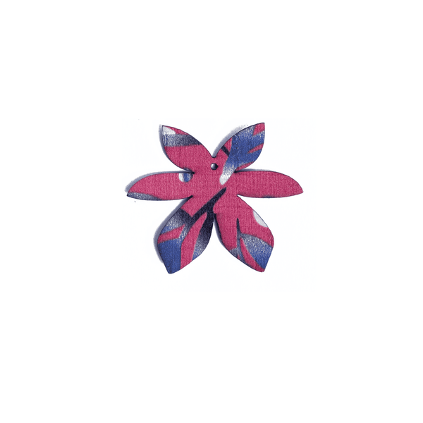 Breloque fleur Bloom grande en liege rose et bleu pour boucles d oreilles depareillees