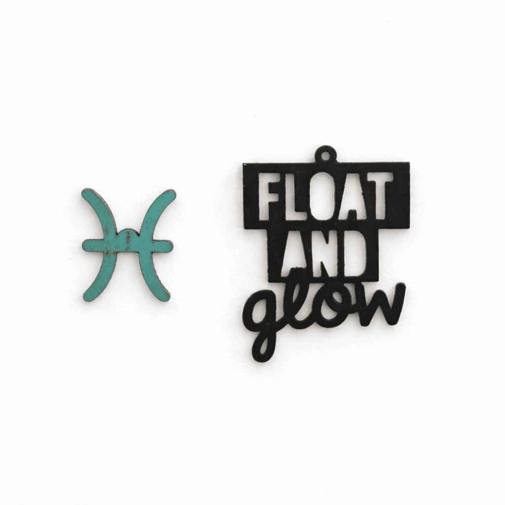 Breloques signe astrologique Poissons avec message Float and glow, pour boucles d’oreilles dépareillées Matcha
