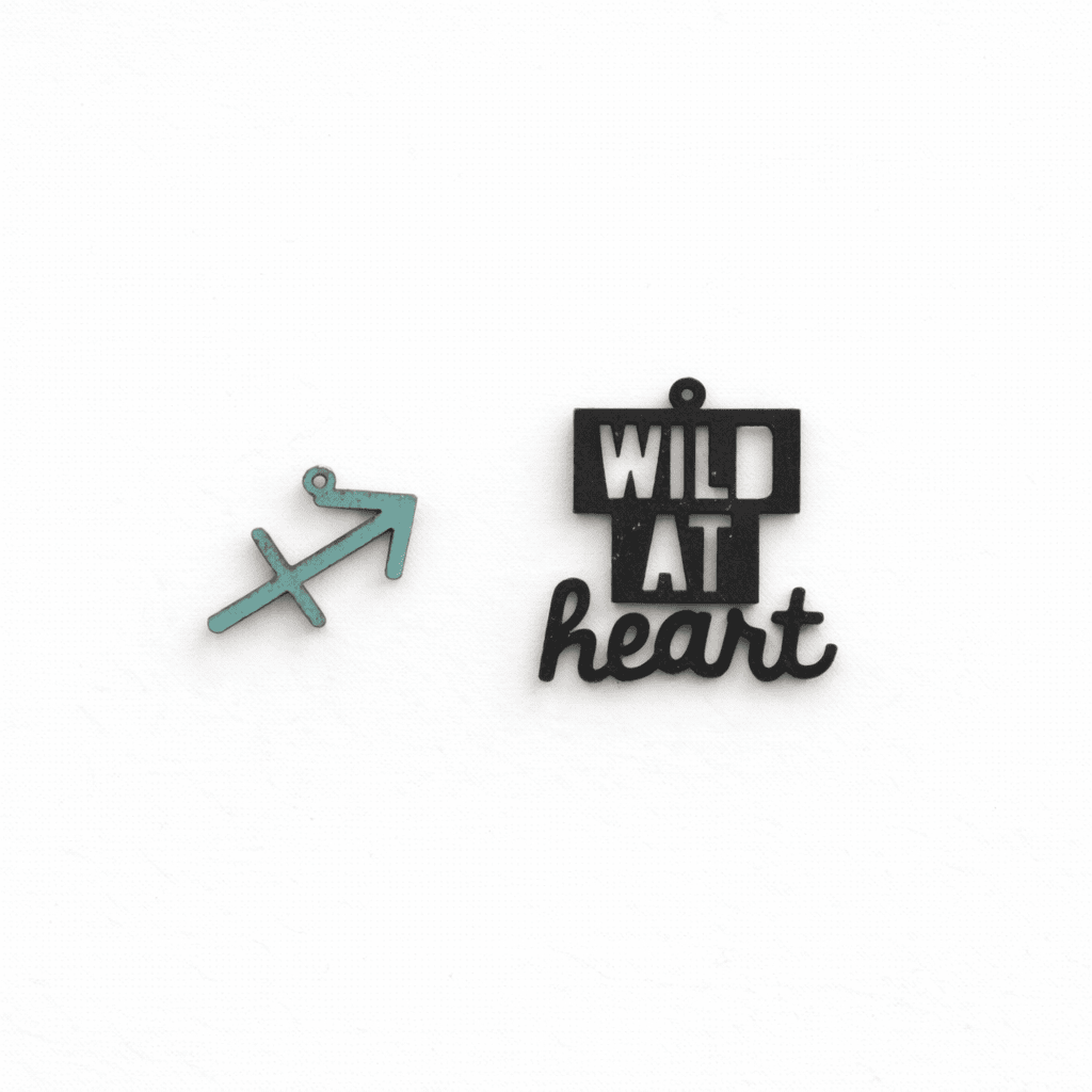 Breloques signe astrologique Sagittaire avec message Wild at heart, pour boucles d’oreilles dépareillées Matcha