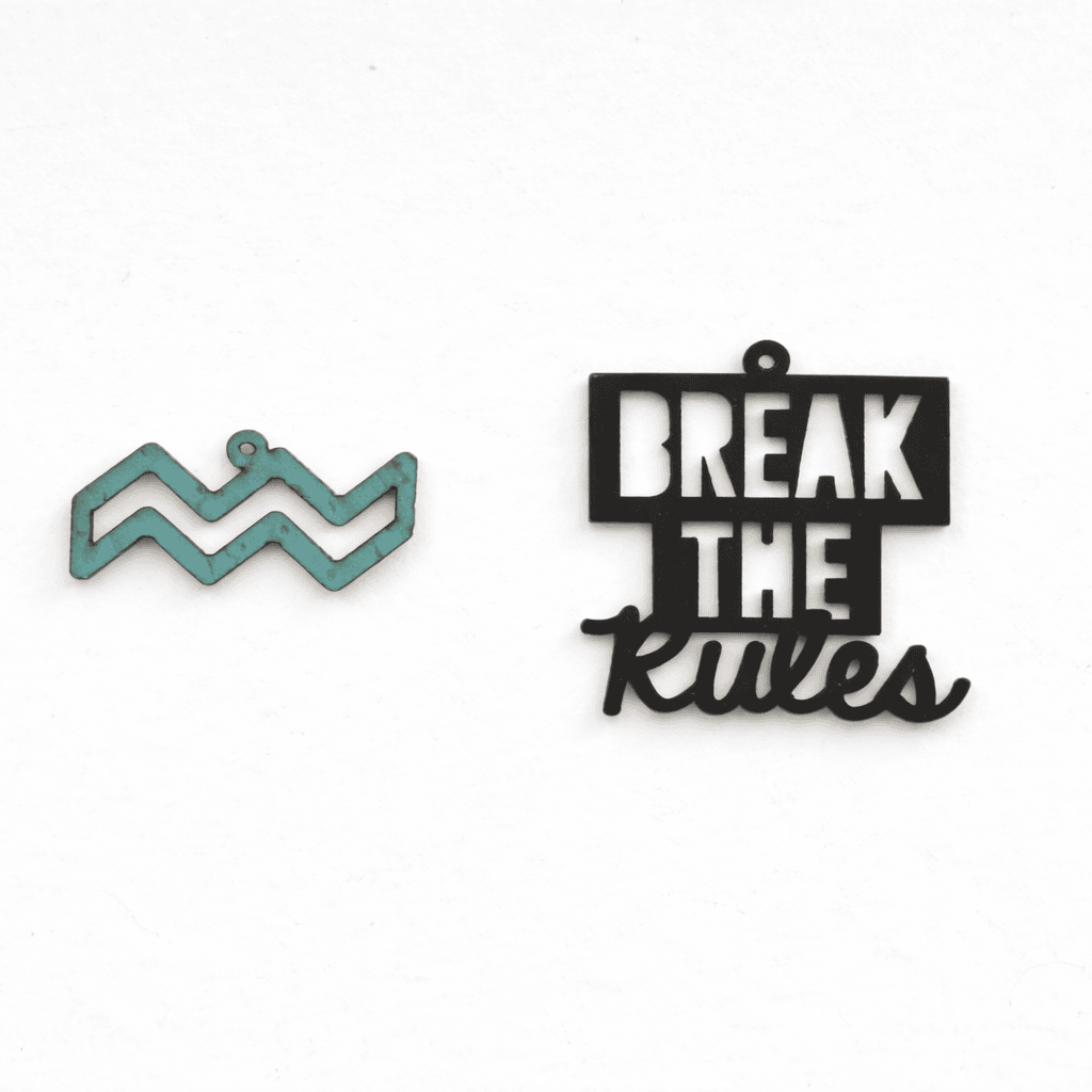 Breloques signe astrologique Verseau avec message Break the Rules, pour boucles d’oreilles dépareillées Matcha
