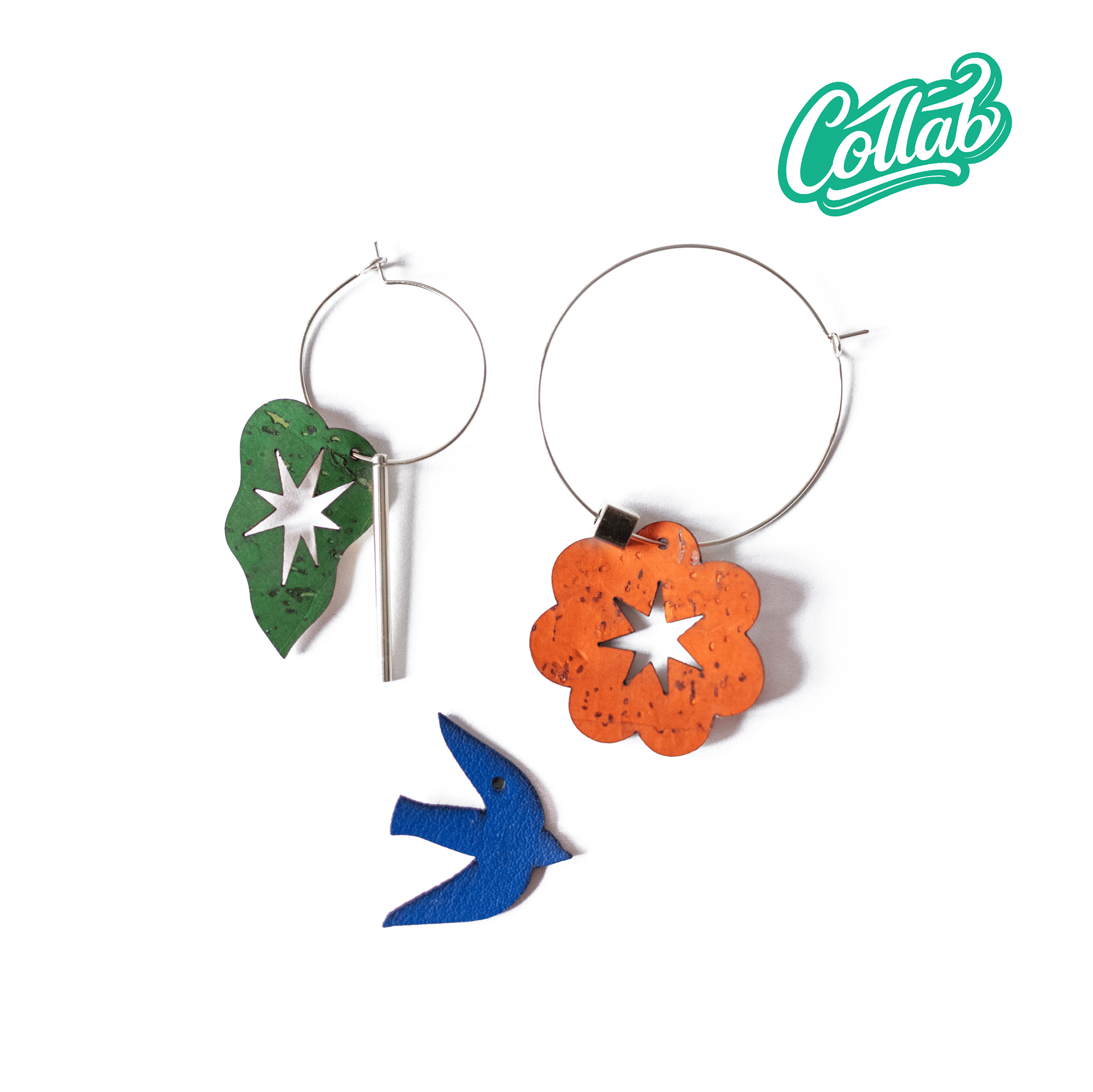 Boucles d'oreilles dépareillées colorées coffret Birdy Limistic – liège fait main France