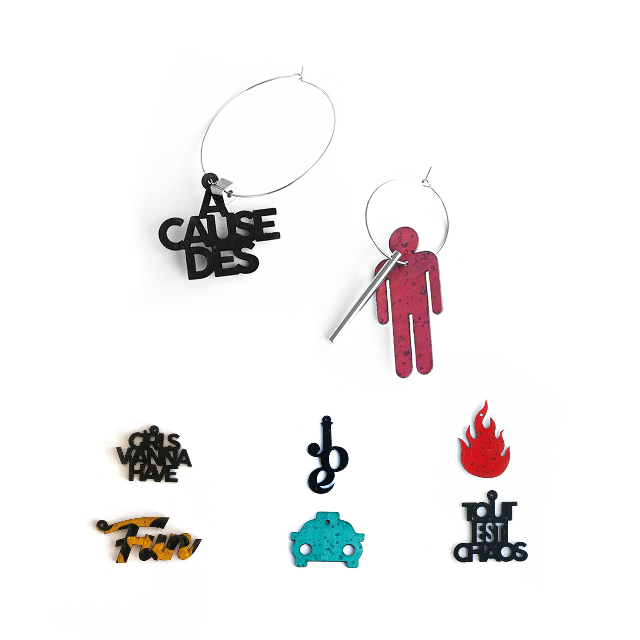 Coffret de boucles d'oreilles dépareillées chansons cultes années 80 - 90
