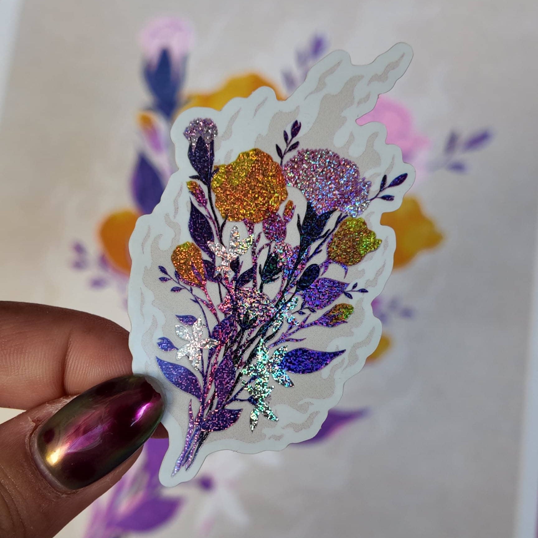 Sticker holographique floral exclusif coffret Que fleurissent nos luttes — collaboration STORM x Matcha Paris